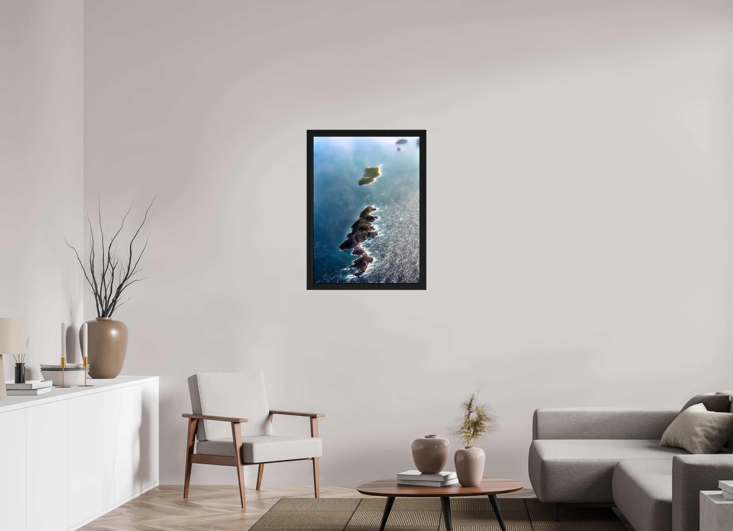 60 x 83 cm, Cadre Bois Chëne noir Harmonie des Côtes de Marseille