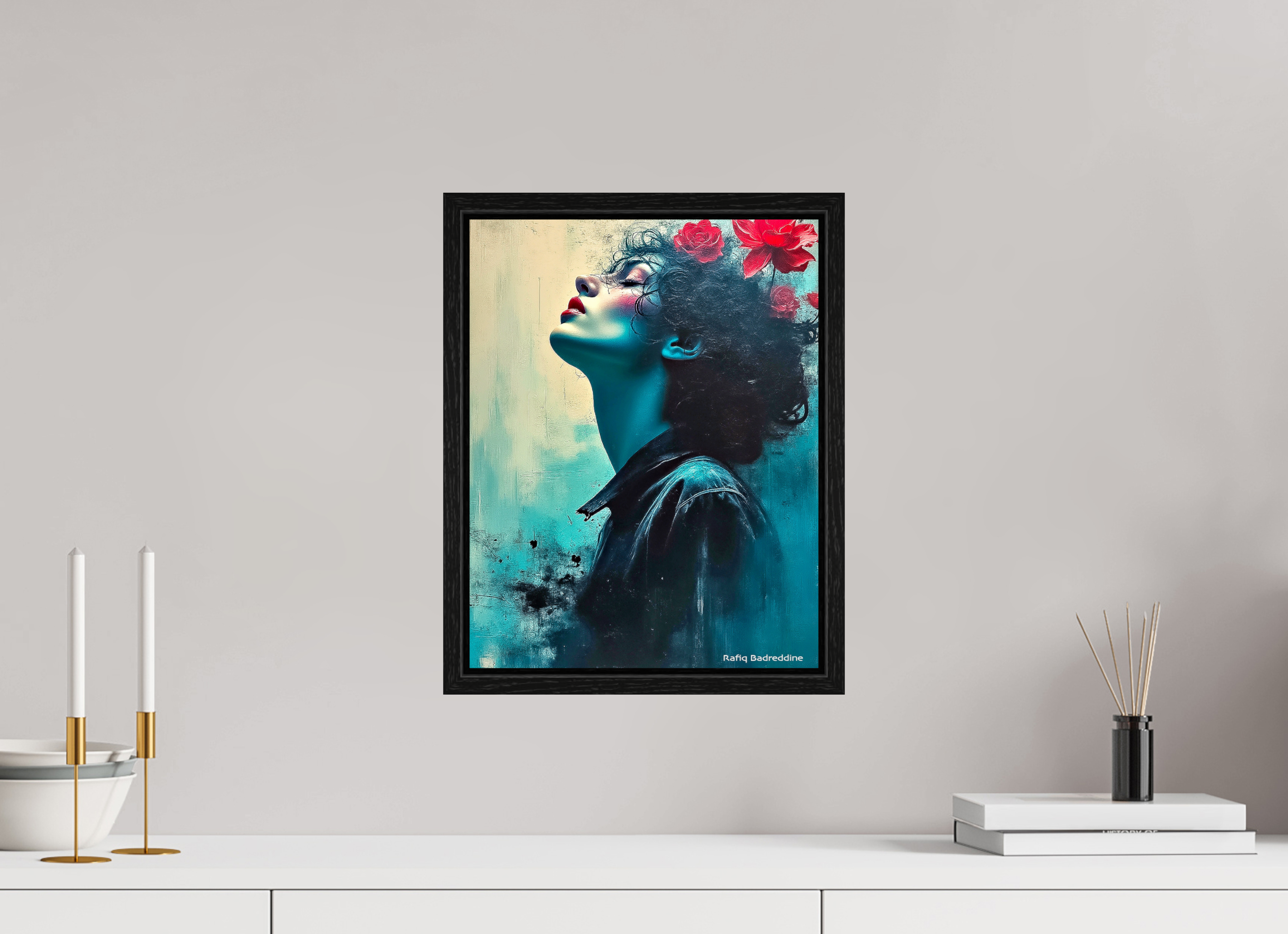 30 x 38,6 cm, Floater Frame La femme au chapeau Noir