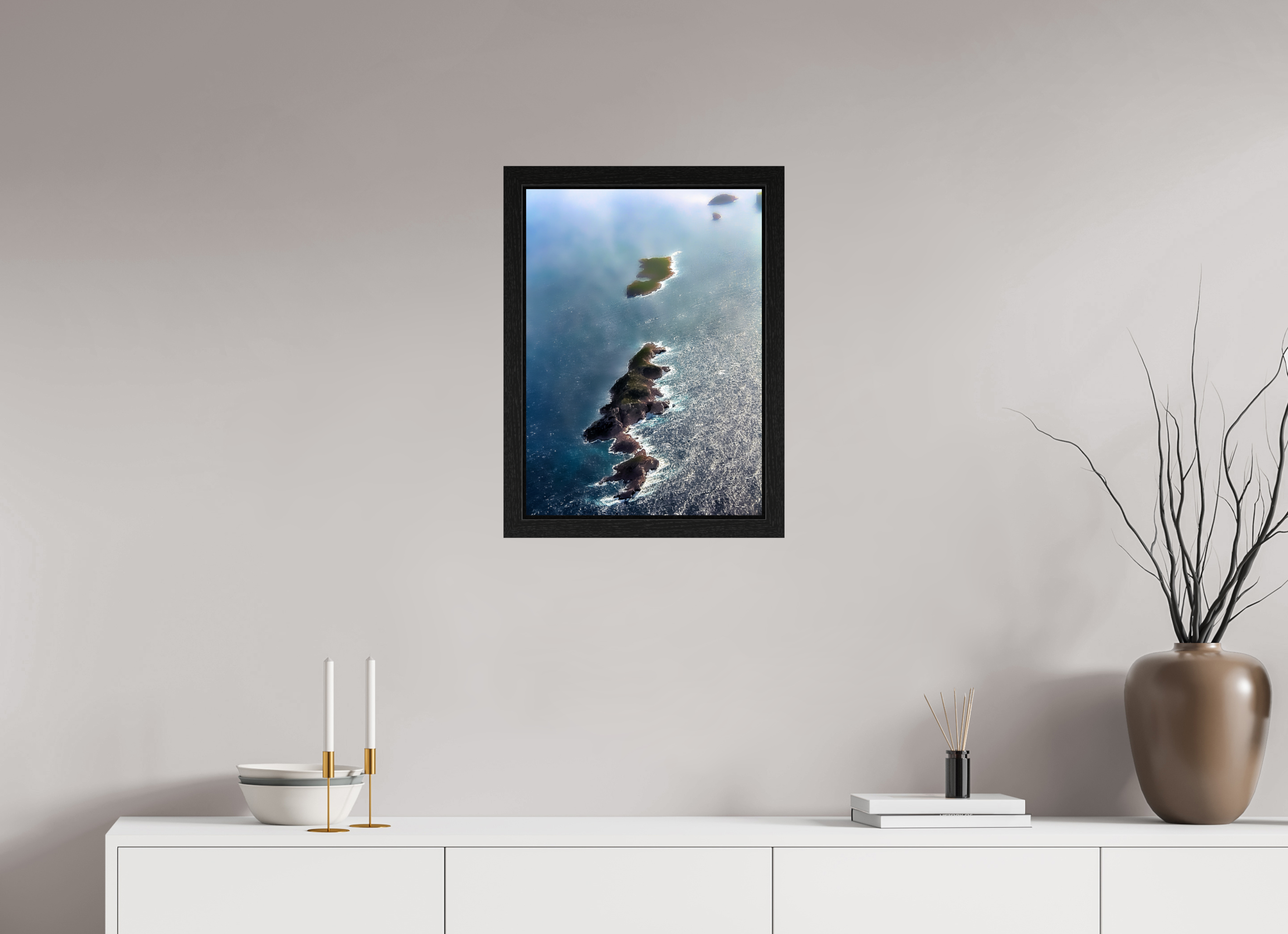 40 x 55,4 cm, Cadre Bois Chëne noir Sérénité Rocailleuse