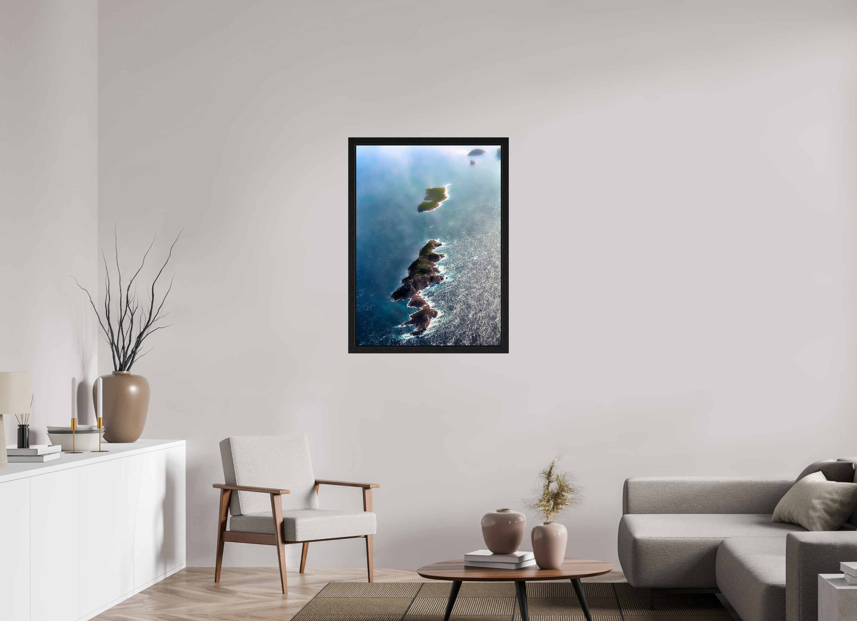 70 x 96,9 cm, Cadre Bois Chëne noir Harmonie des Côtes de Marseille