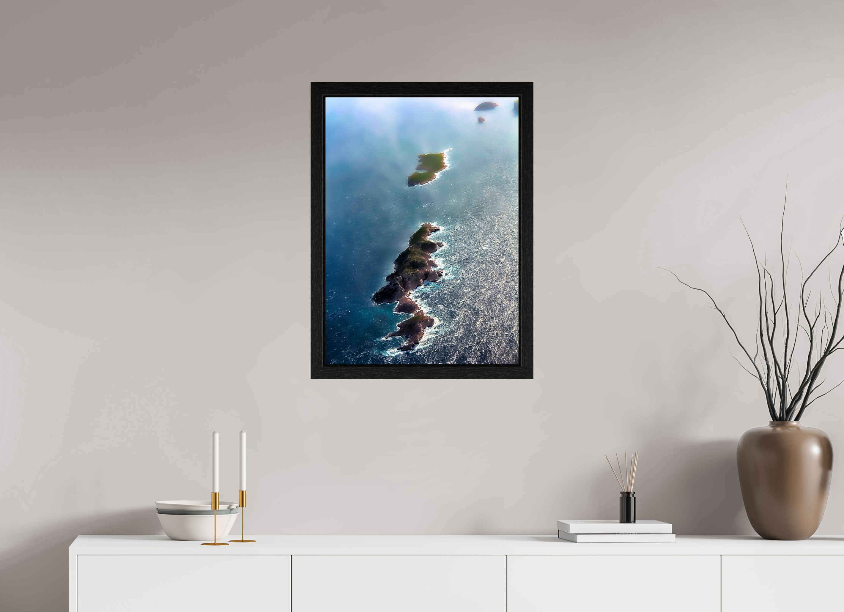 50 x 69,2 cm, Cadre Bois Chëne noir Harmonie des Côtes de Marseille