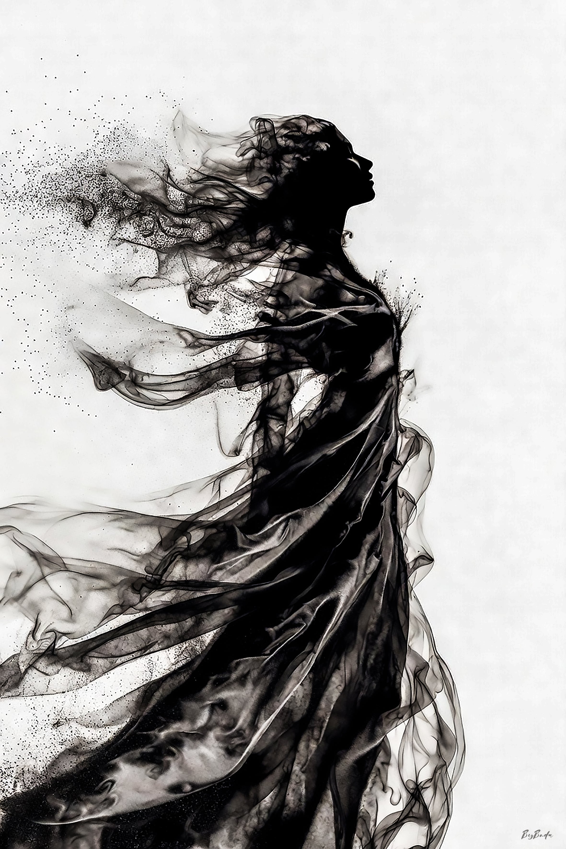 La Danse de l'Encre — Silhouette Fine Art Numérique