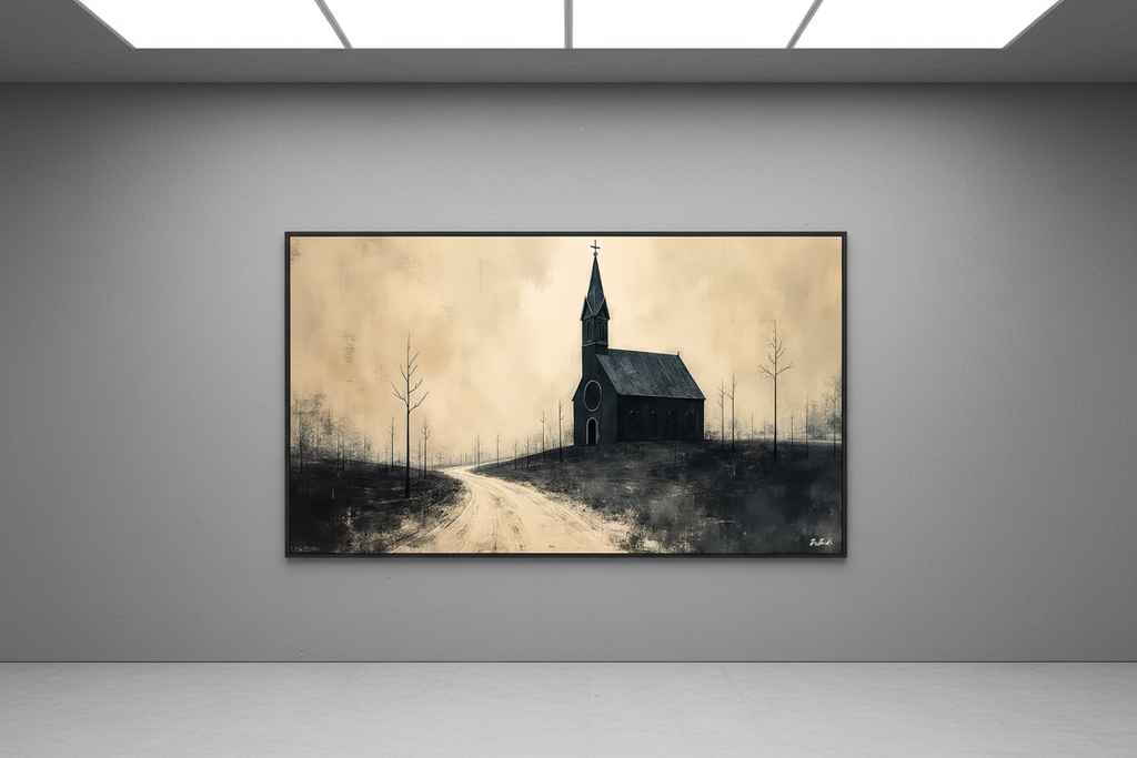 Le Chemin Solitaire — Sanctuaires encadré en situation, art numérique Fine Art | Bybadr
