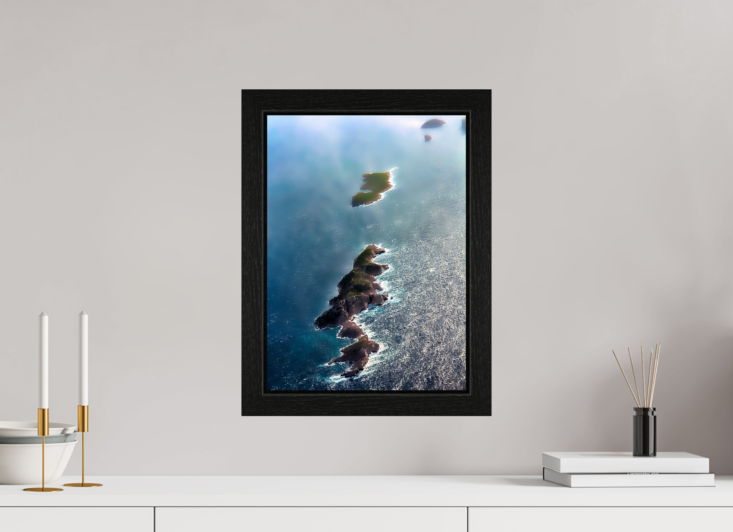 30 x 41,5 cm, Cadre Bois Chëne noir Harmonie des Côtes de Marseille