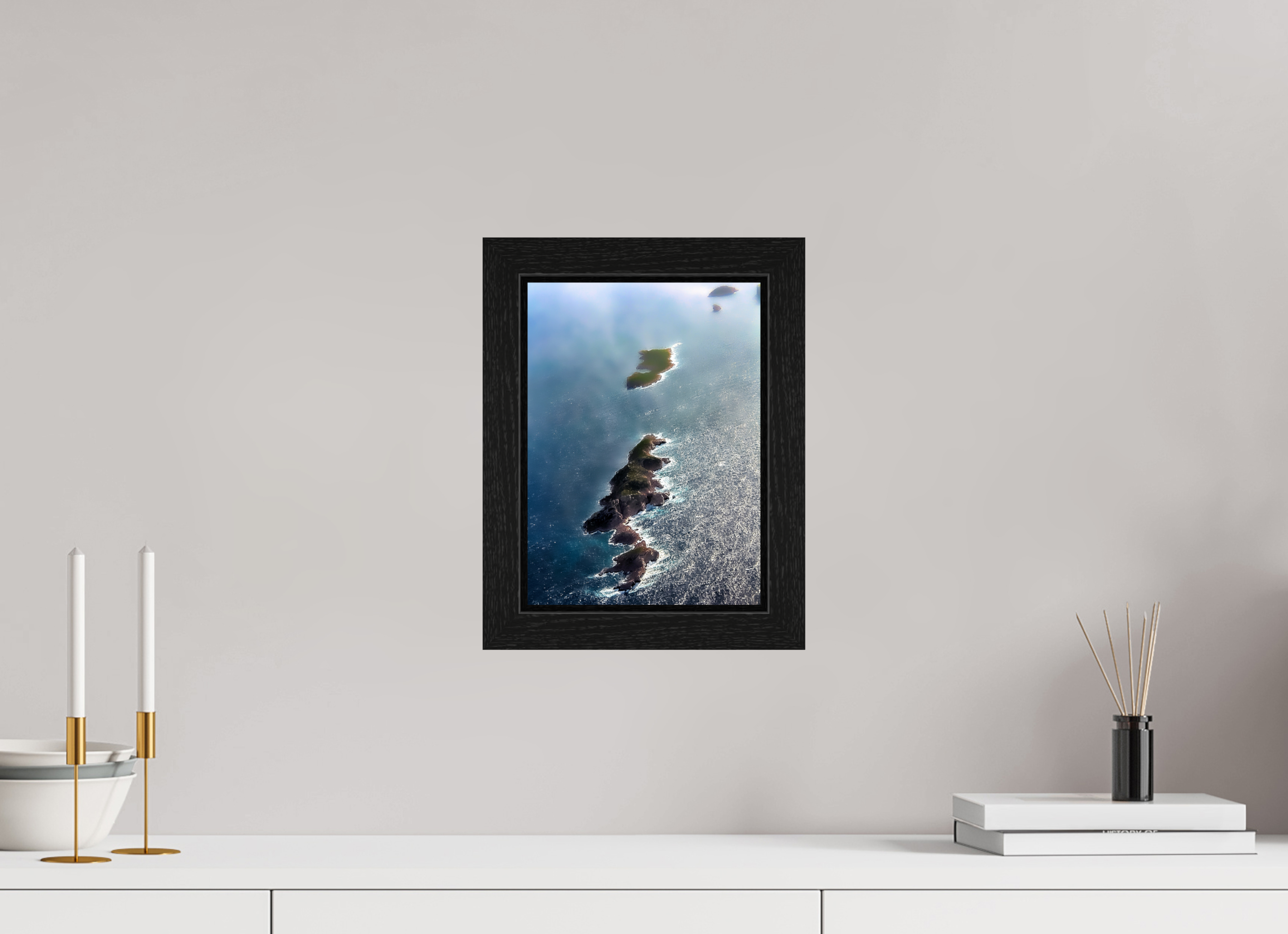 20 x 27,7 cm, Cadre Bois Chëne noir Sérénité Rocailleuse