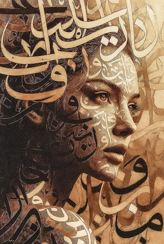 Enfermée dans les Mots qui la Libèrent — art numérique Fine Art, édition limitée 150 ex. | Bybadr
