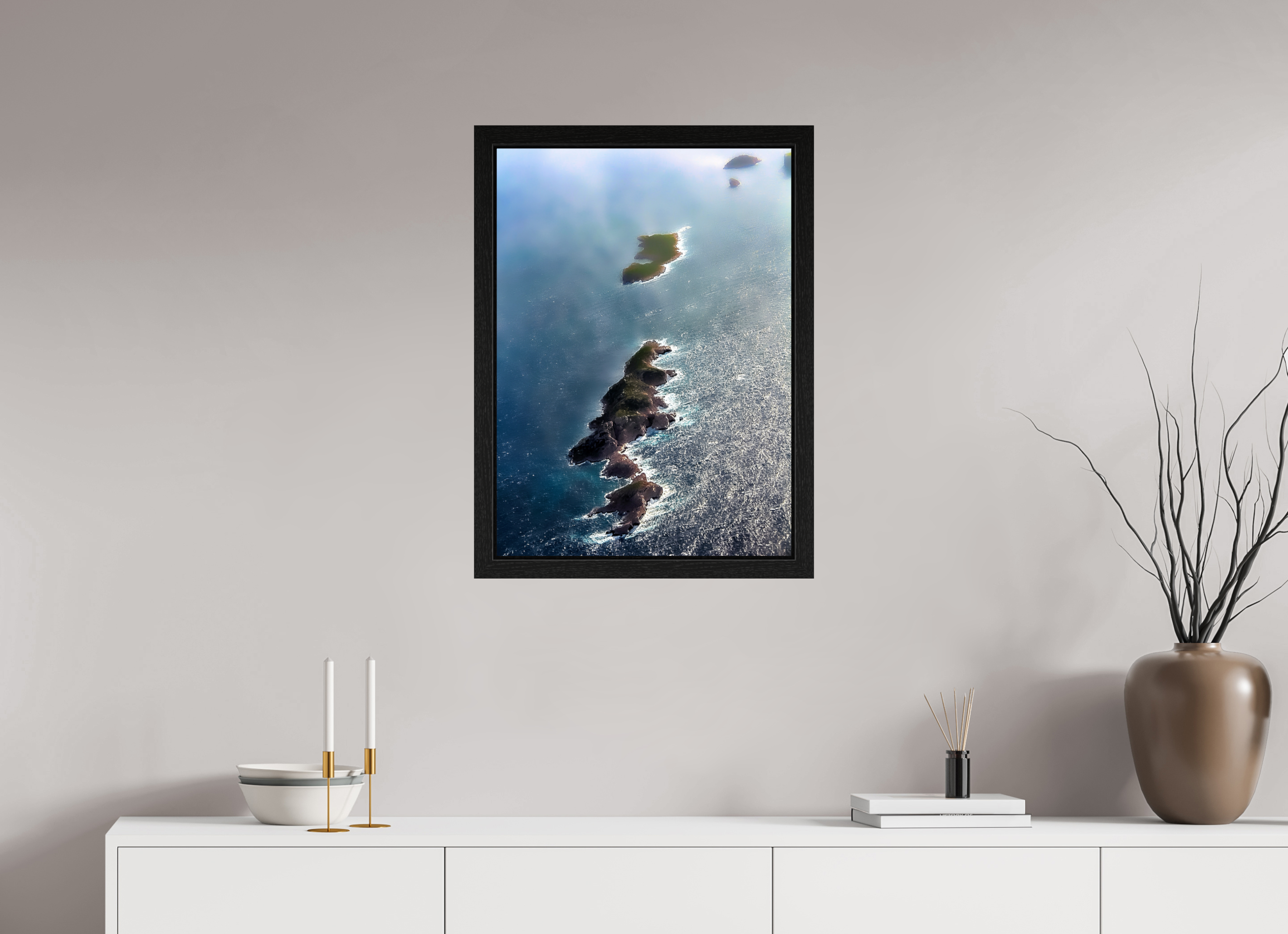 50 x 69,2 cm, Cadre Bois Chëne noir Sérénité Rocailleuse