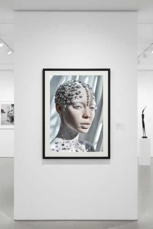 Couronnée de Perles — Mockup Mur Blanc