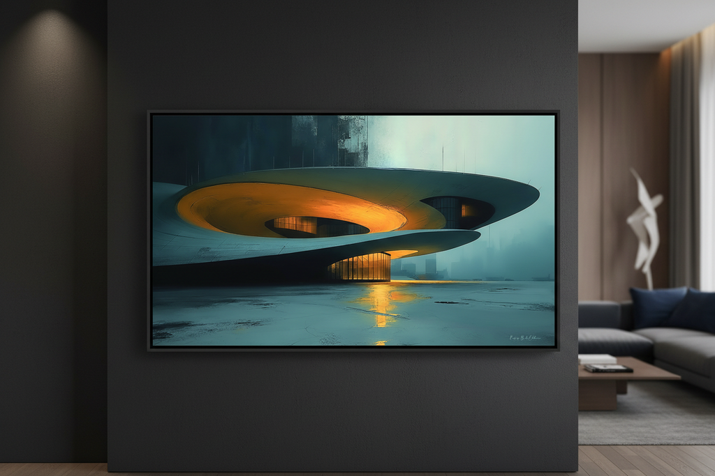 Le Sanctuaire Flottant — Mockup mur noir
