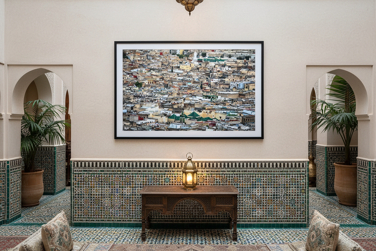 Le Labyrinthe Vivant — photographie Fine Art encadrée dans un riad marocain | Bybadr