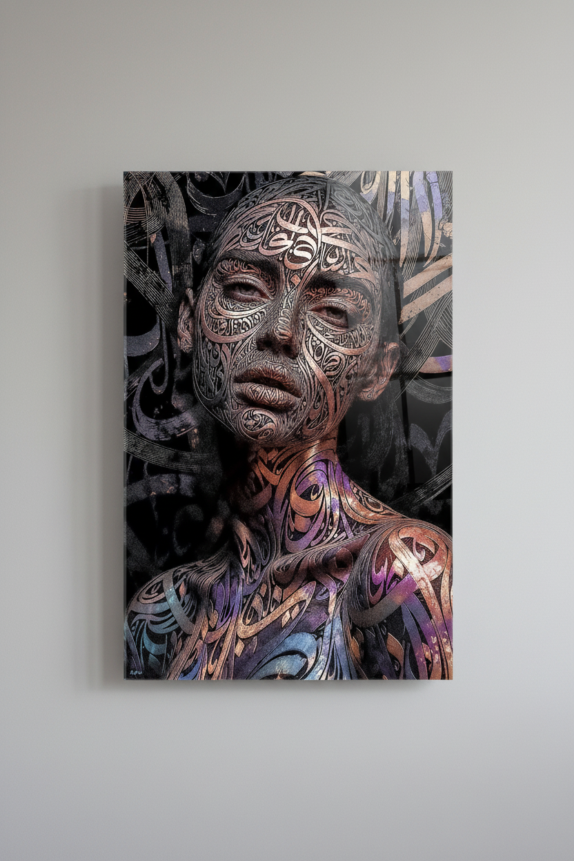Mockup plexi — Elle lit ce que les autres ne voient pas | Bybadr