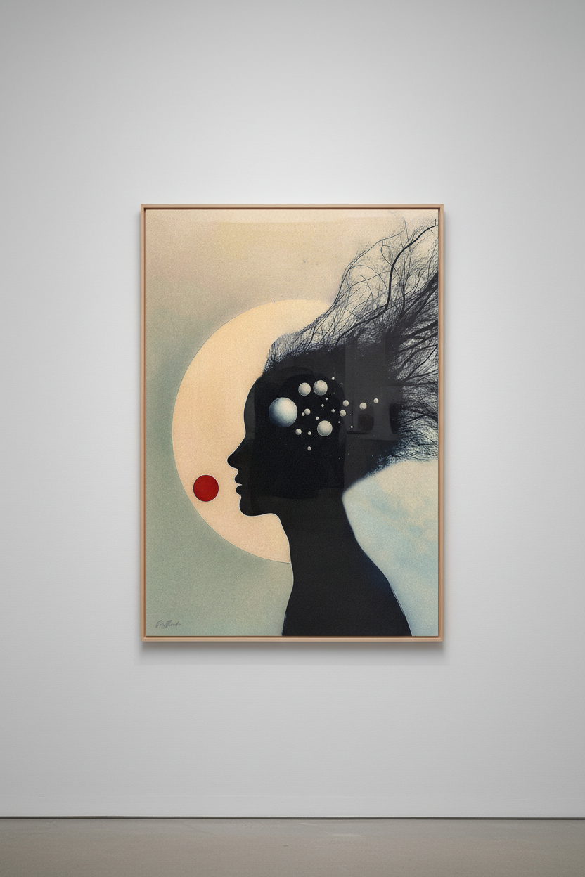 Éclipse Intérieure — Tirage Fine Art — Mur gris galerie