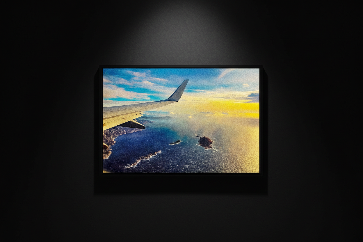 Vue Céleste sur les Côtes de Marseille fine art print on black wall