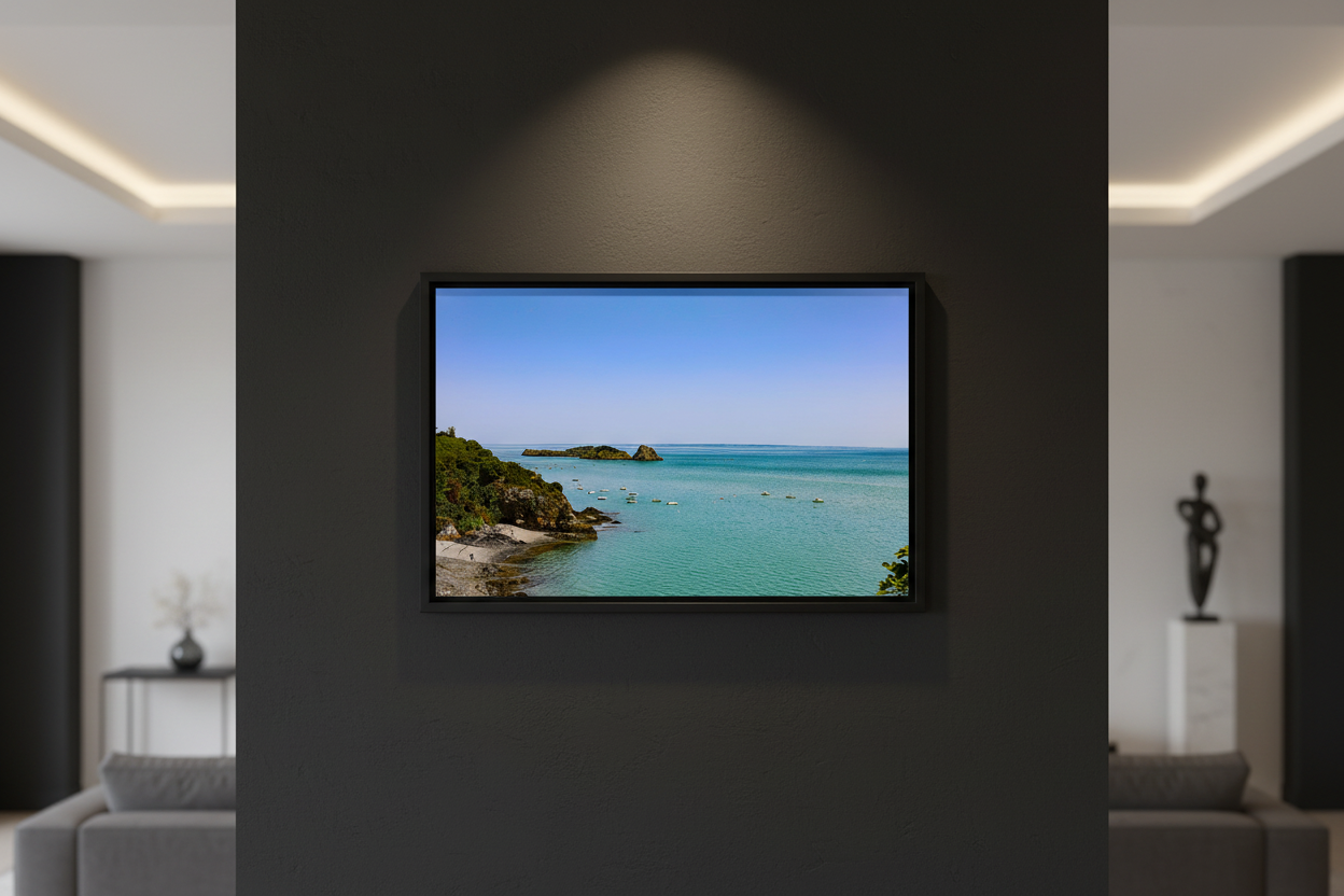 Les Îles Oubliées — Mockup mur noir