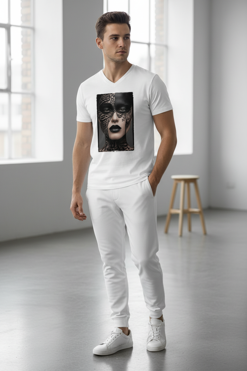 Masquée de Mots — T-Shirt Col V | Bybadr — Style sport