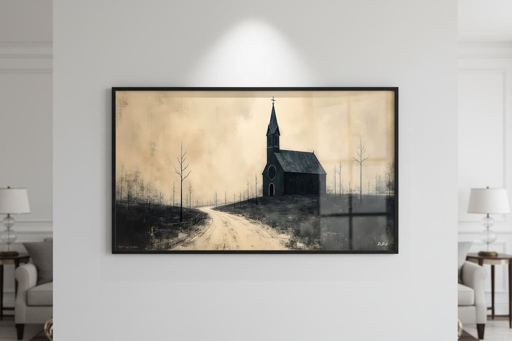 Le Chemin Solitaire — Mockup mur blanc