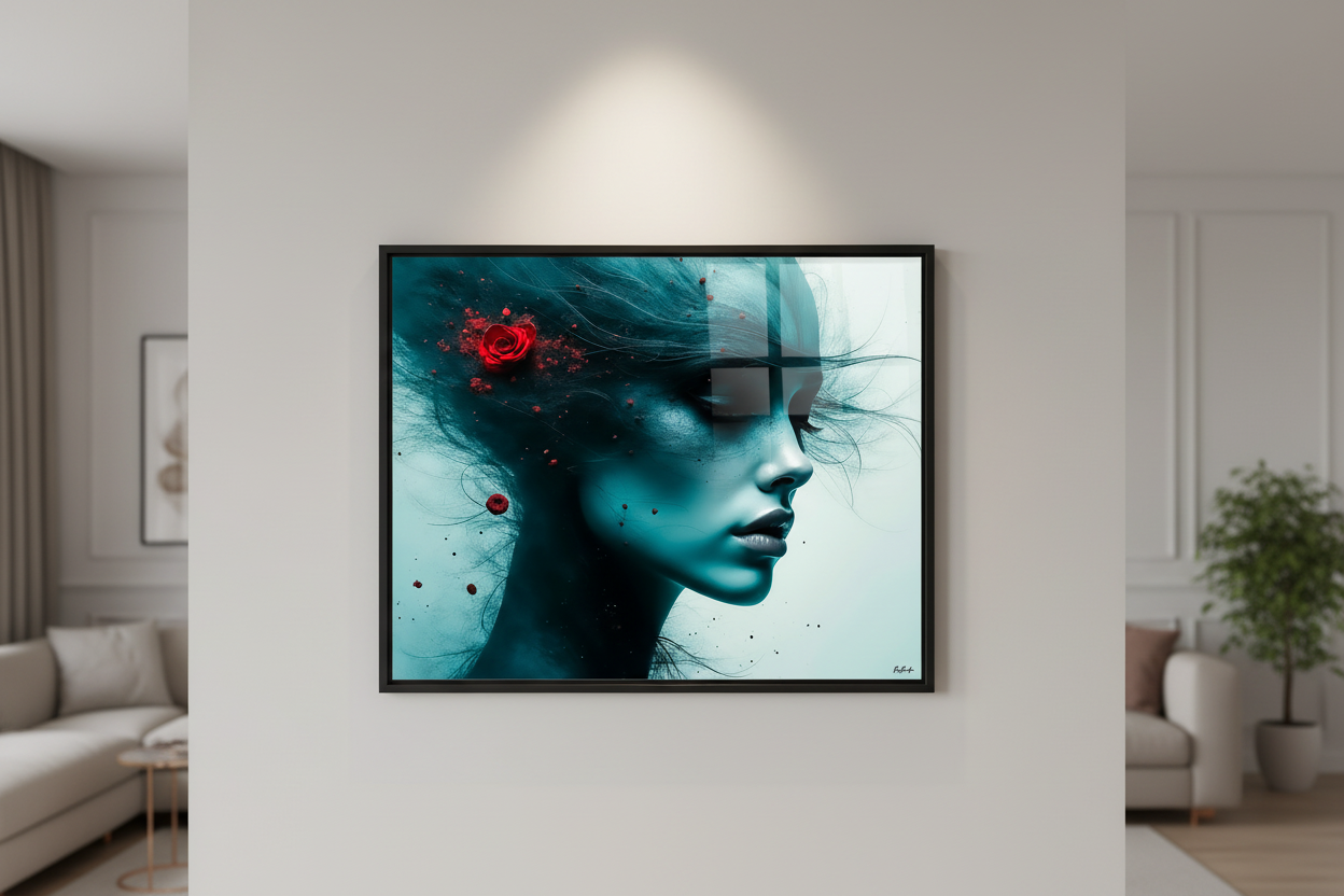 Mockup mur blanc — perspective légère, spotlight