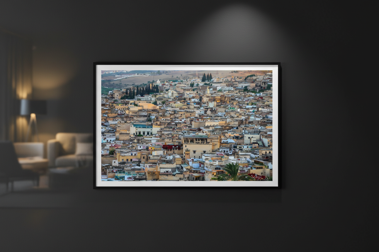 Mockup mur noir — Fès Vue du Ciel