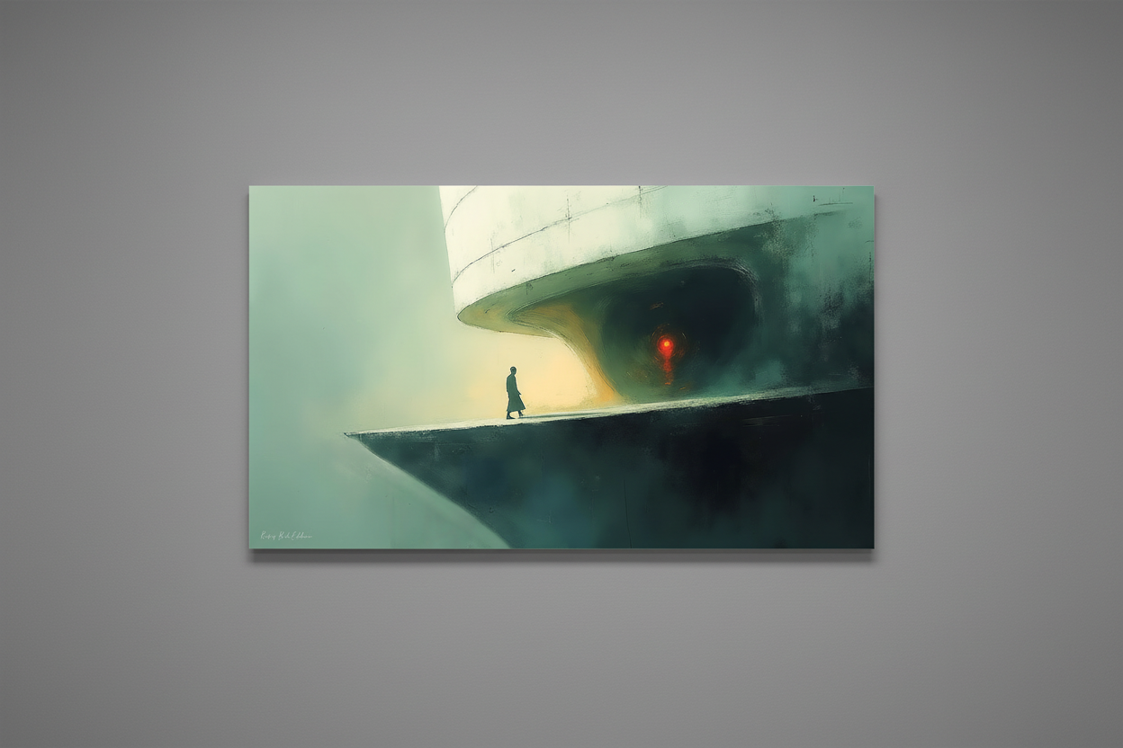 Le Moine et le Géant — Mockup mur gris