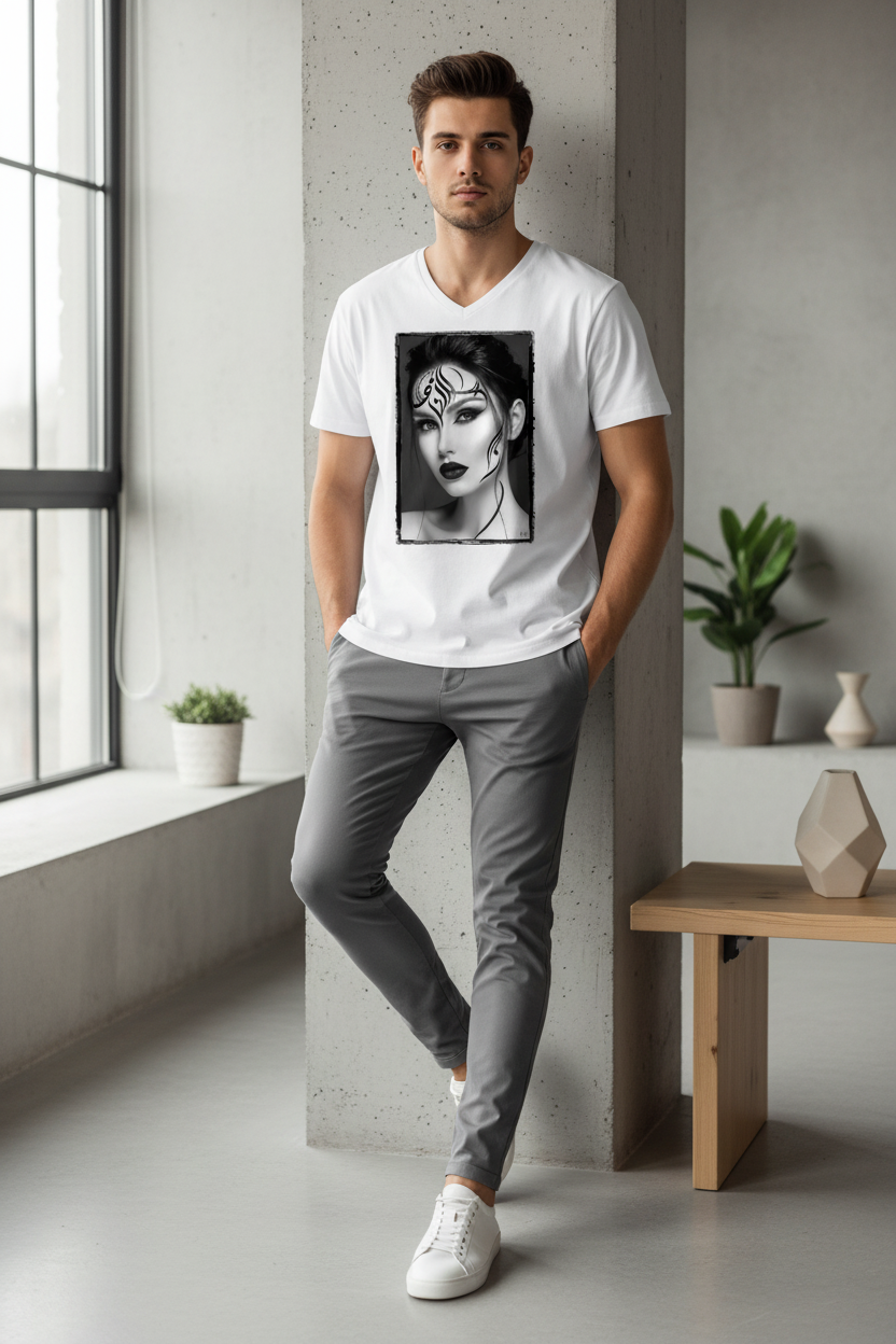 L'Encre sur la Peau — T-Shirt Col V | Bybadr — Mockup sport