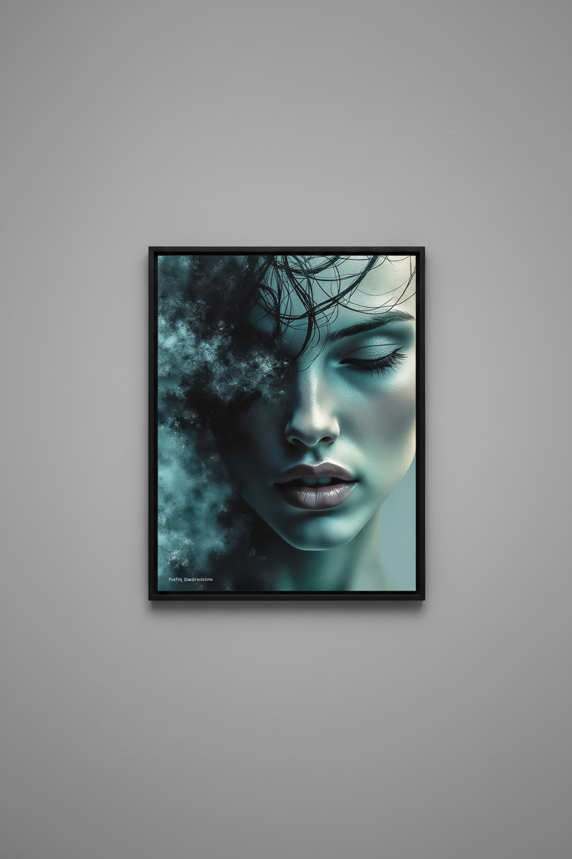 Entre Deux Rives fine art print displayed in pure gallery style on grey wall