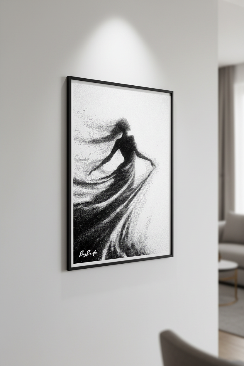 L'Élan — Mur blanc, cadre noir