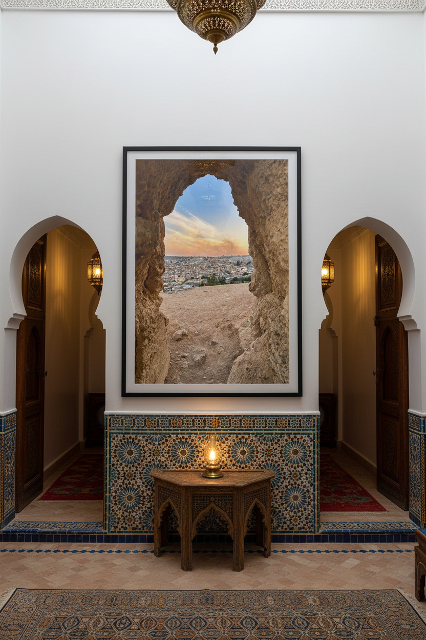 L'Œil du Rempart — photographie Fine Art encadrée dans un riad marocain | Bybadr