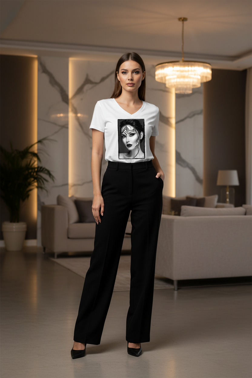 L'Encre sur la Peau — T-Shirt Col V | Bybadr — Style chic