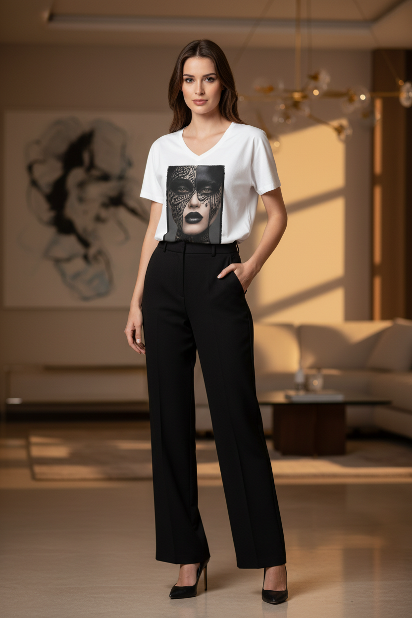 Masquée de Mots — T-Shirt Col V | Bybadr — Style chic