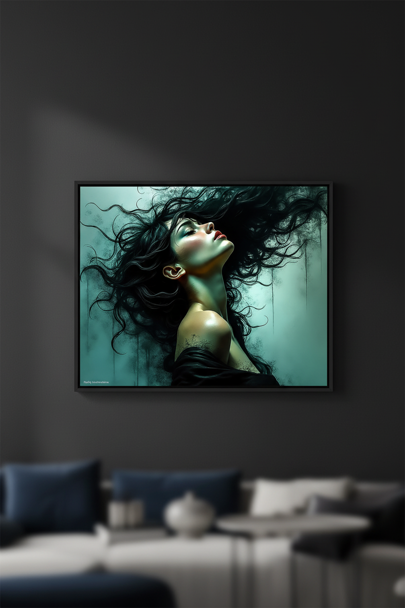 Ivresse Teal — Mockup mur noir