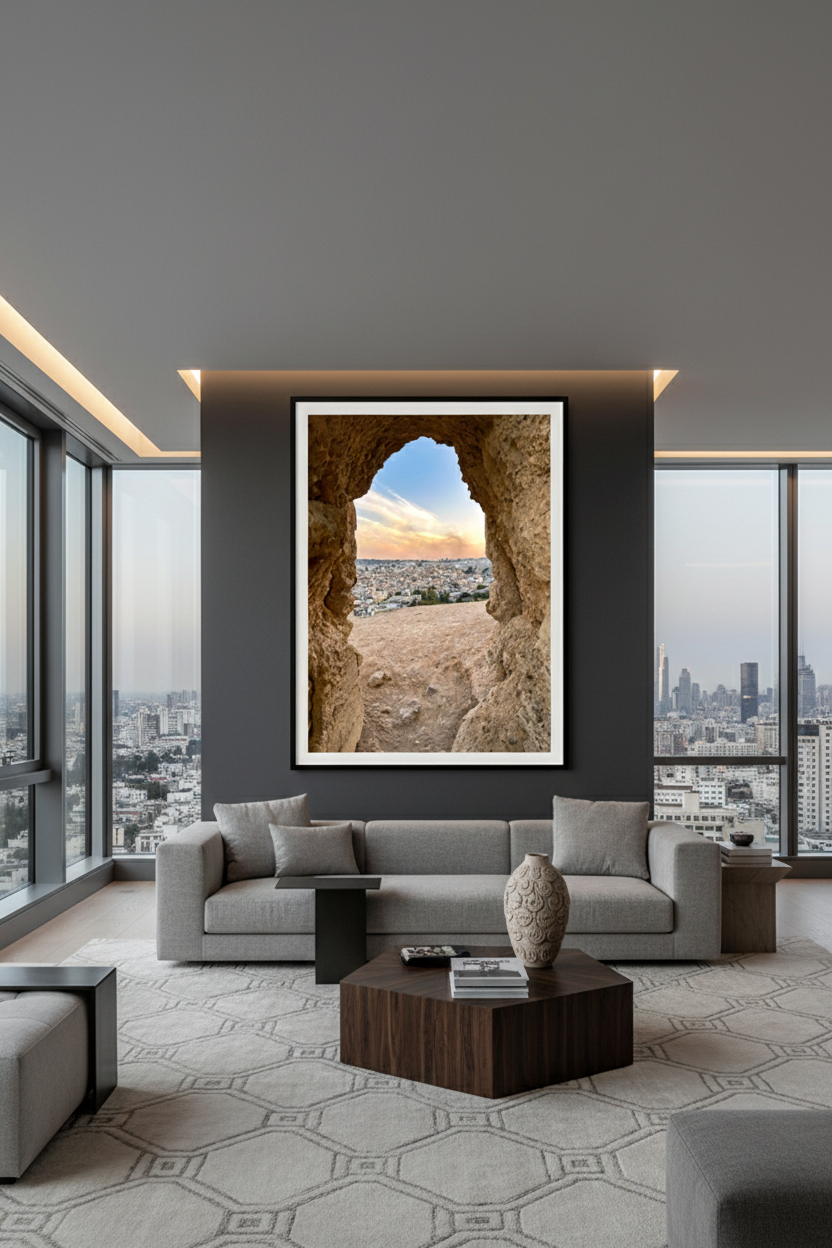 L'Œil du Rempart — photographie Fine Art encadrée dans un salon moderne | Bybadr
