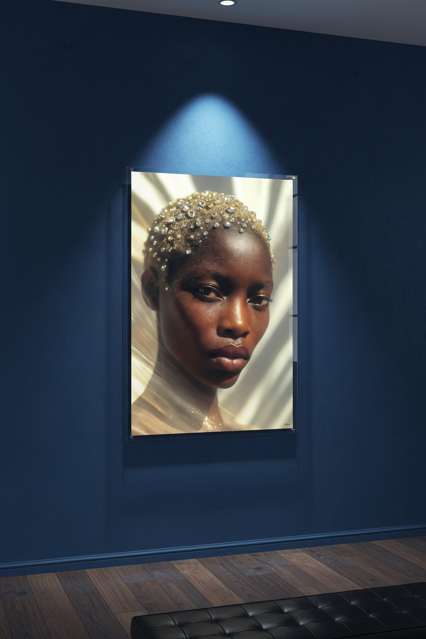 Éclat Doré — Mockup Plexi Bleu Royal