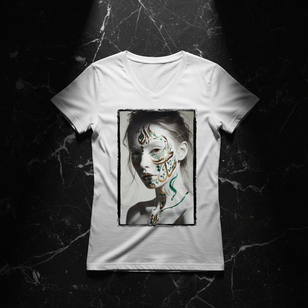 Flat lay marbre noir — Tatouée de Mots T-Shirt Col V Bybadr
