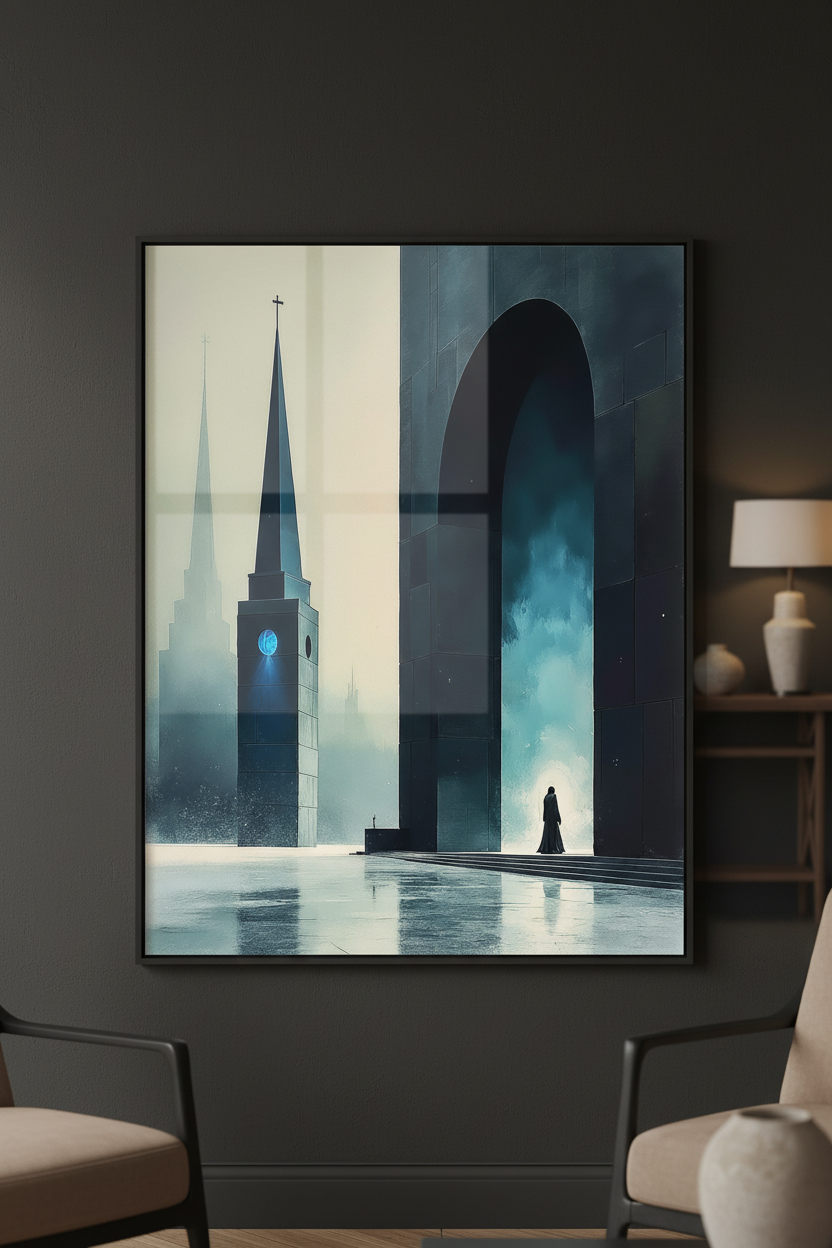 Le Seuil de l'Éternité — Mockup mur noir