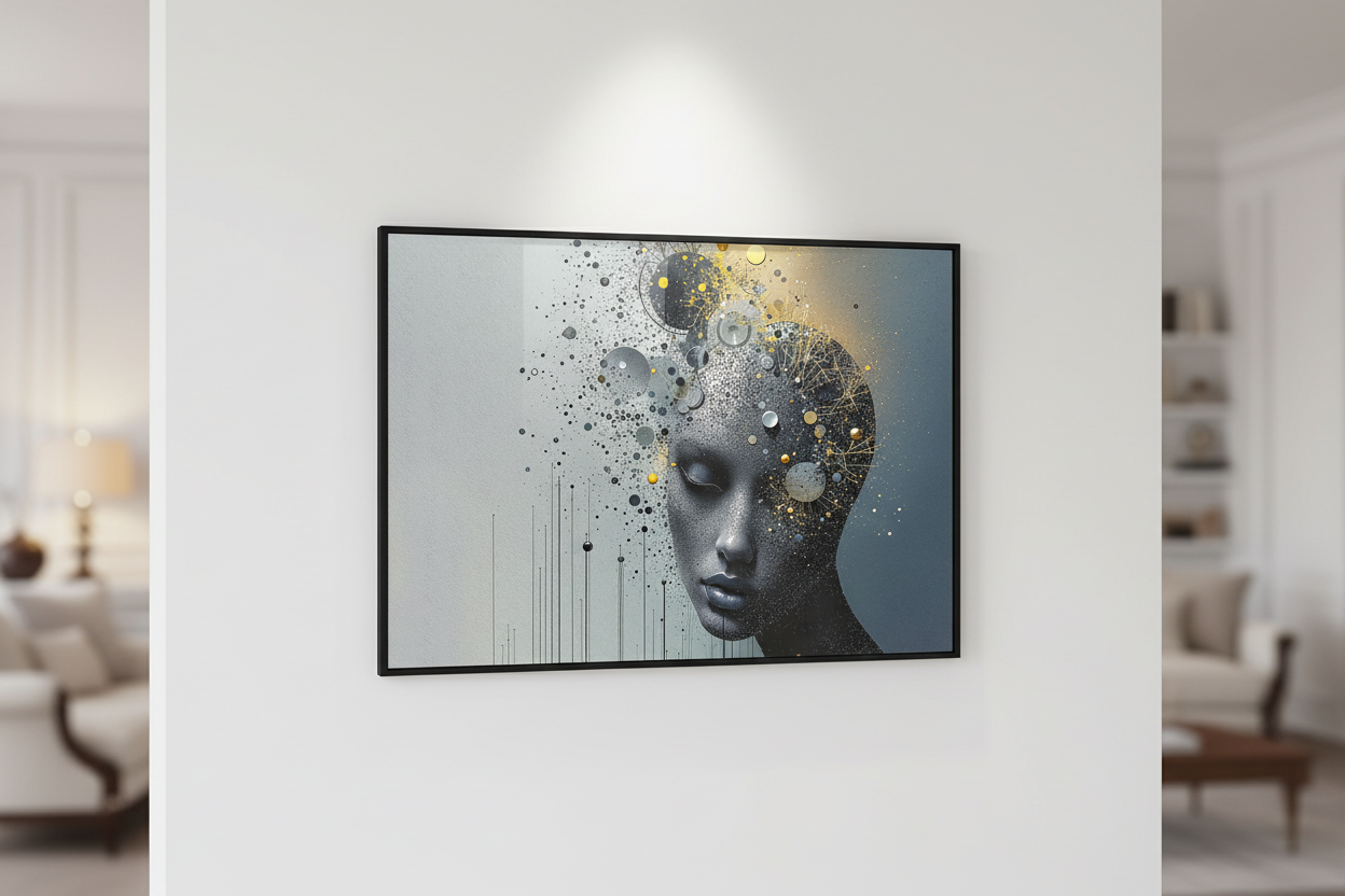 Éclat Intérieur — Tirage Fine Art — Mur blanc salon parisien