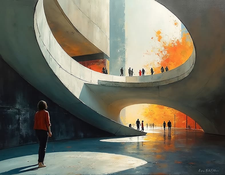 L'Amphithéâtre — Architecture Imaginaire, art numérique Fine Art, édition limitée 150 ex. | Bybadr