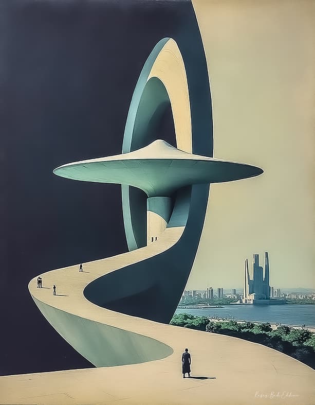 L'Ascension — Architecture Imaginaire, art numérique Fine Art, édition limitée 150 ex. | Bybadr
