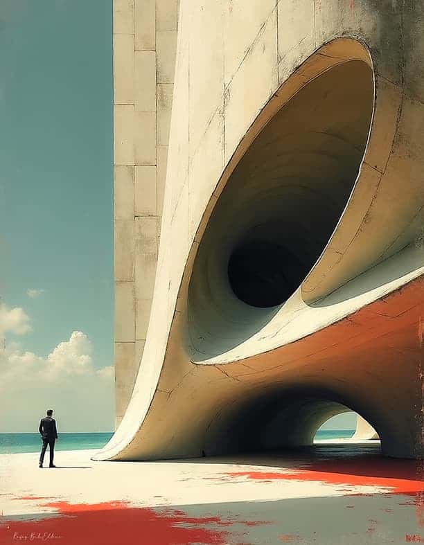 L'Horizon Percé — Architecture Imaginaire, art numérique Fine Art, édition limitée 150 ex. | Bybadr