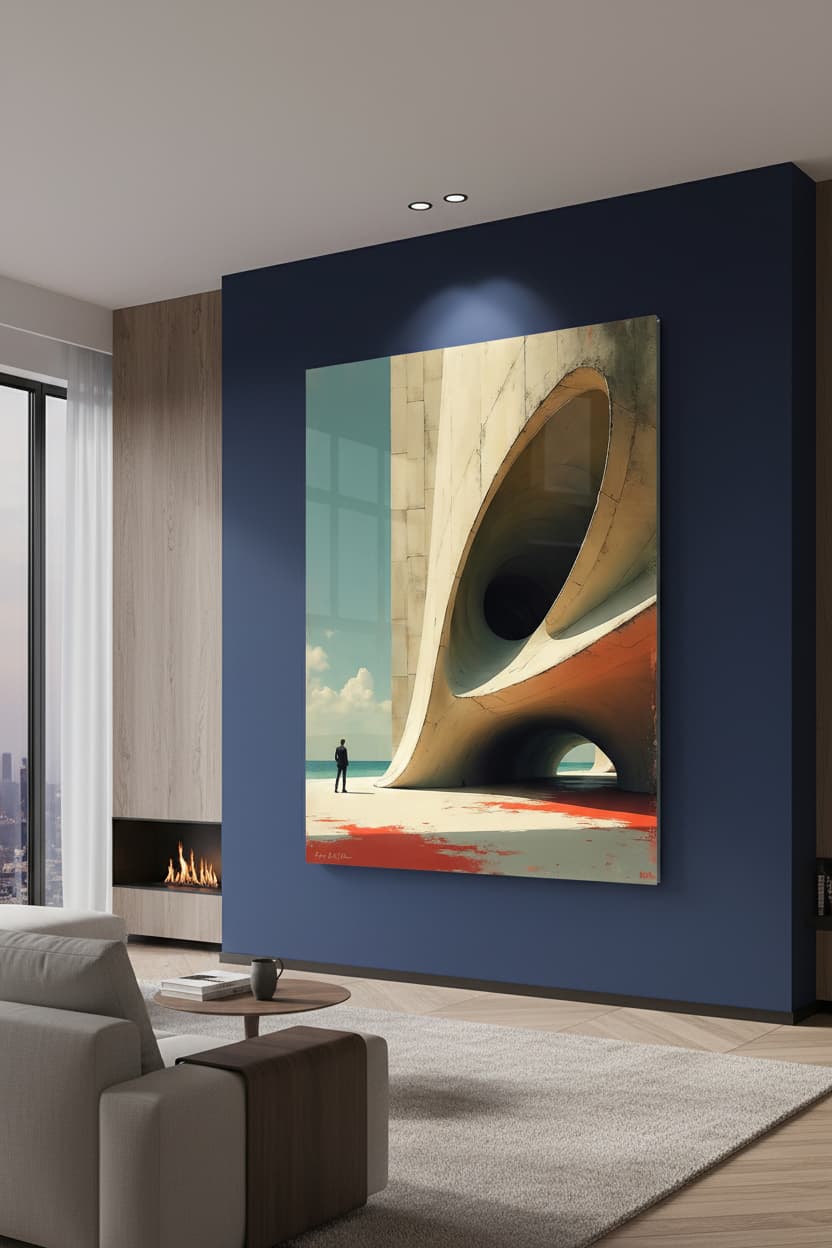 L'Horizon Percé — art numérique Fine Art encadré en situation | Bybadr