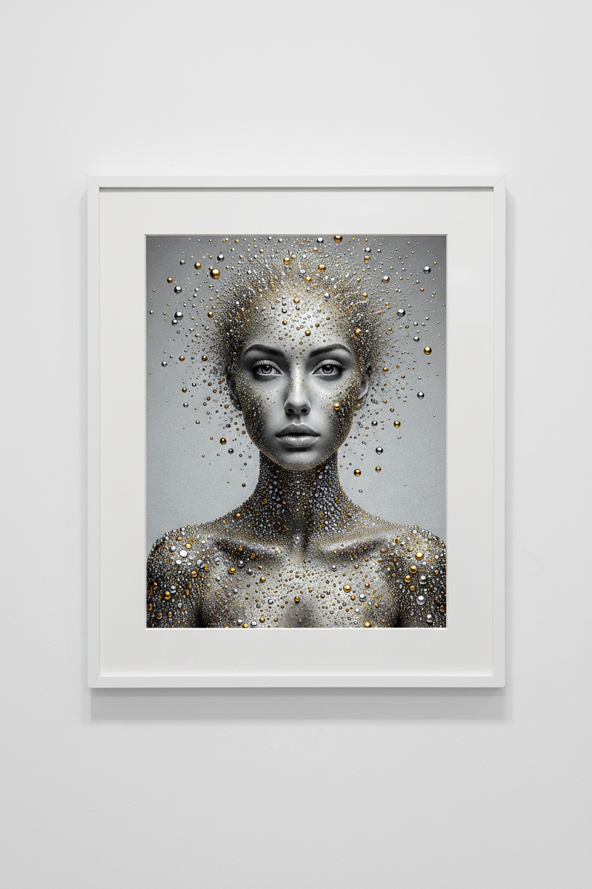 La Gardienne des Sphères — Chrysalis style cadre blanc, art numérique Fine Art | Bybadr