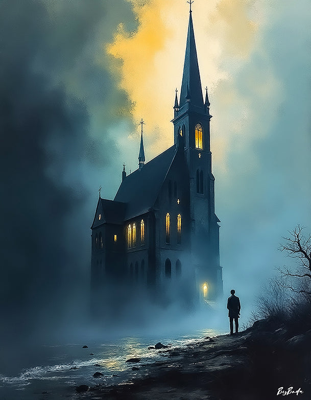 La Lumière dans la Brume — Sanctuaires, art numérique Fine Art, édition limitée 150 ex. | Bybadr