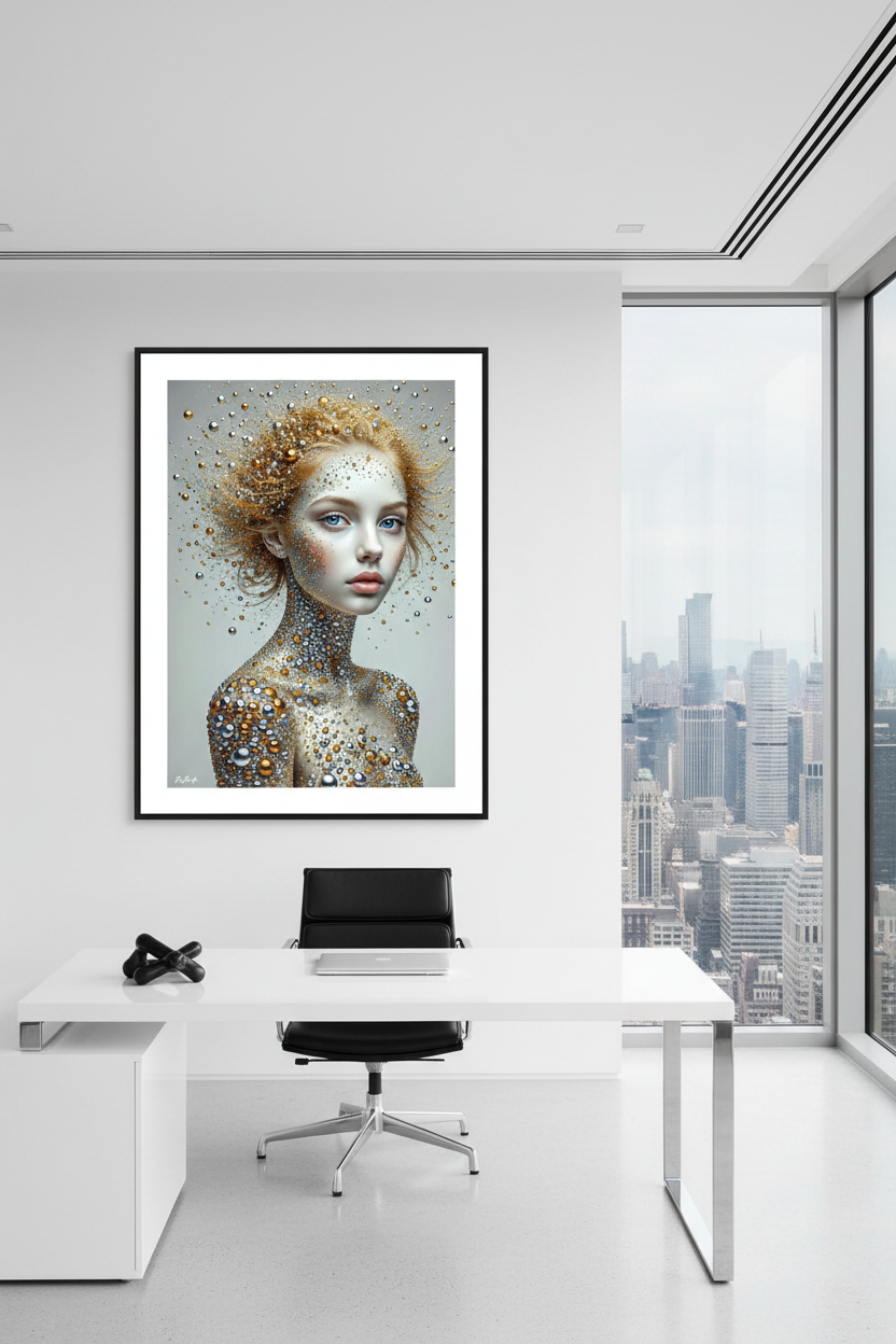 La Métamorphose — art numérique Fine Art encadré dans un bureau design | Bybadr