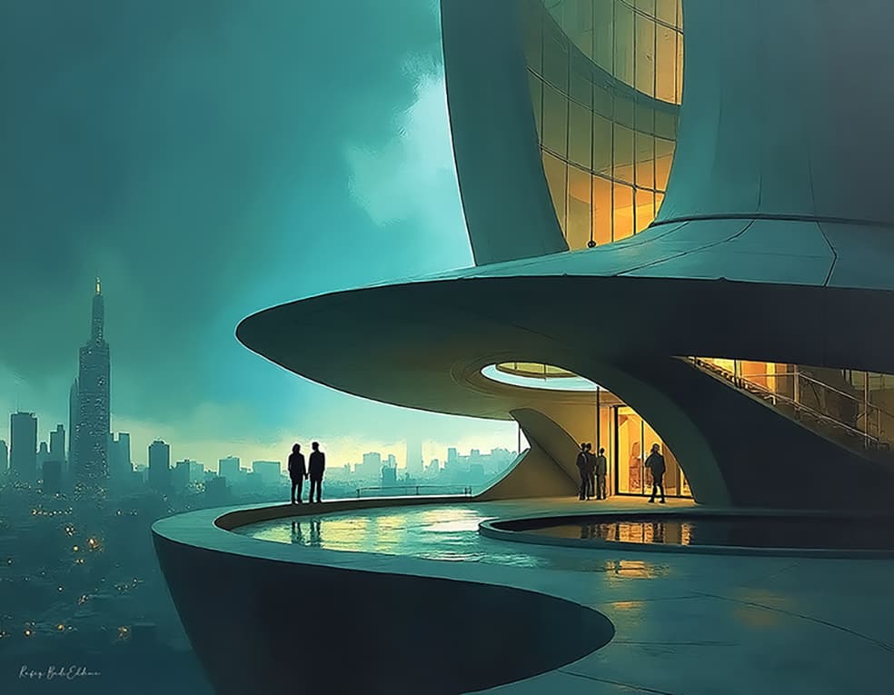 La Ville de Demain — Architecture Imaginaire, art numérique Fine Art, édition limitée 150 ex. | Bybadr