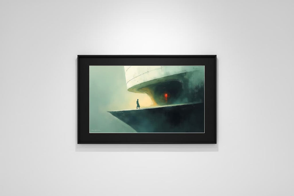 Le Moine et le Géant — art numérique Fine Art encadré en situation | Bybadr