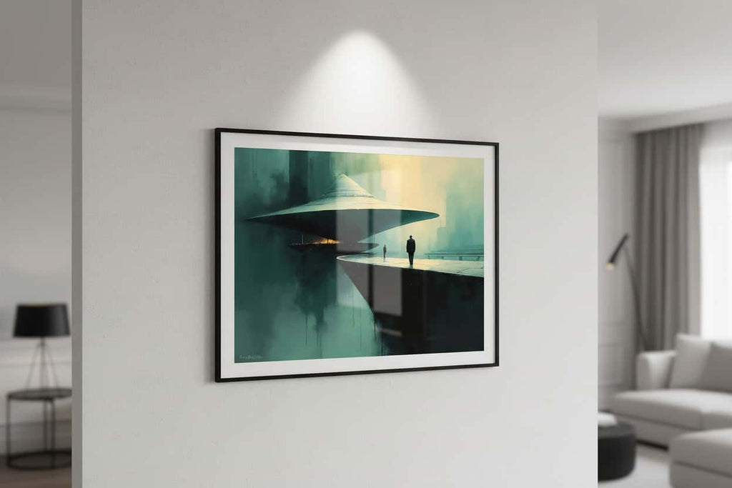 Le Vaisseau de Pierre — art numérique Fine Art encadré en situation | Bybadr