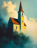 L'Église dans les Nuages — Sanctuaires, art numérique Fine Art, édition limitée 150 ex. | Bybadr