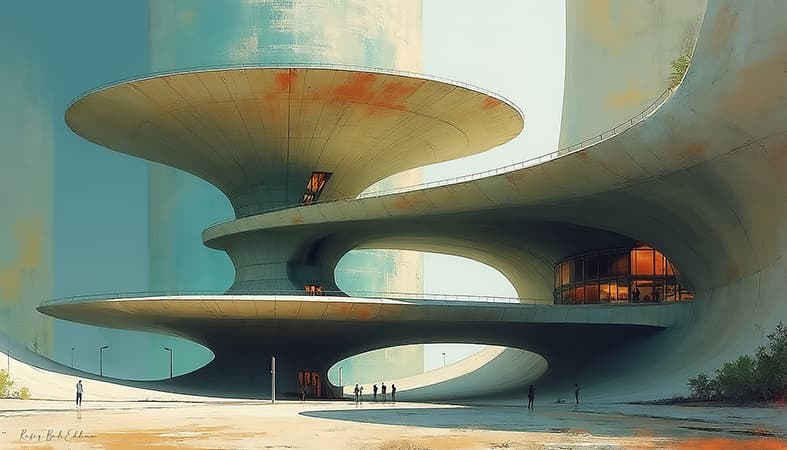 Les Plateaux Suspendus — Architecture Imaginaire, art numérique Fine Art, édition limitée 150 ex. | Bybadr