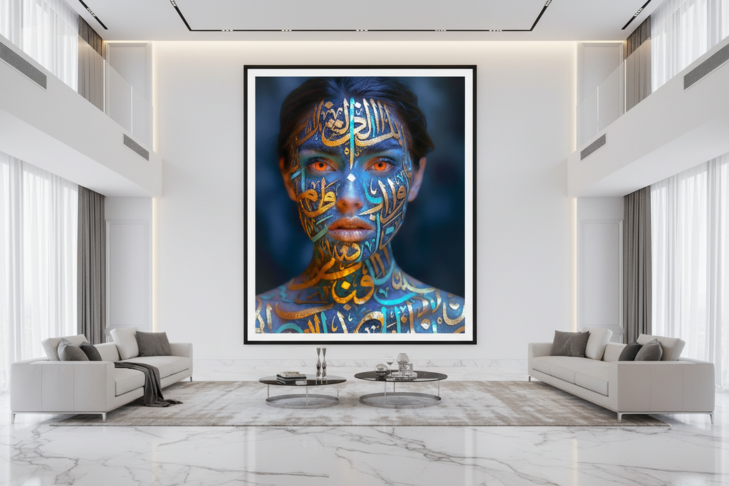 L'Oracle — Body Paint encadré dans un salon moderne | Bybadr