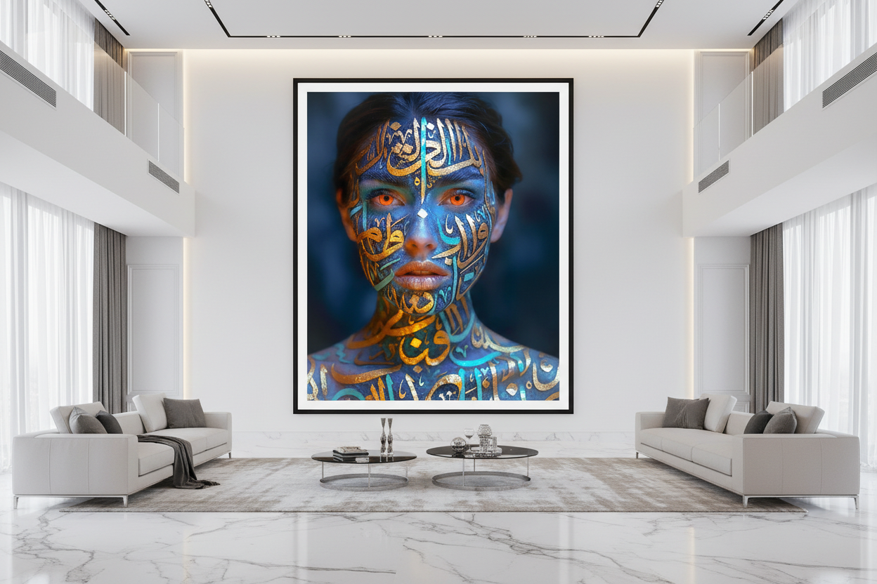L'Oracle — Body Paint encadré dans un salon moderne | Bybadr