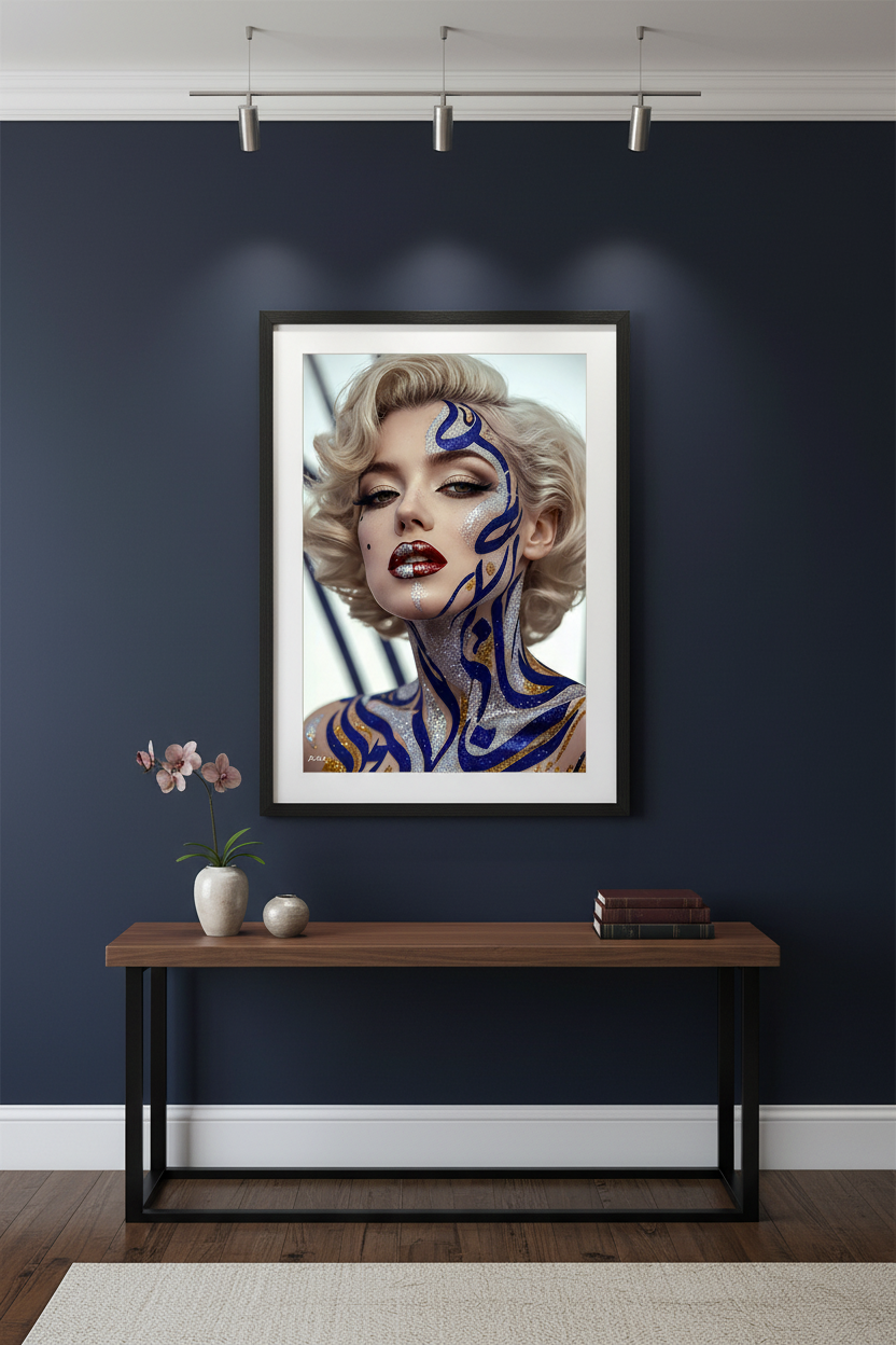 Marilyn Maktoub — Body Paint Fine Art encadré cadre noir mur sombre | Bybadr